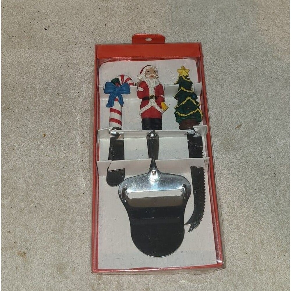 Boston Warehouse Christmas Cheese Serving Set 3 Pc Utensils New in Box 1997